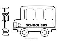 Kolorowanka za darmo Pojazdy USA Kanada Autobus, samochód Łatwe kolorowanki Transport public lądowy
