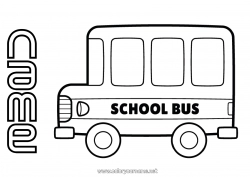 Free drawing Vehicles USA Canada Bus, coach Easy coloring pages Ground public transport