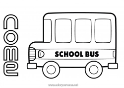 Colorazione gratuita Veicoli USA Canada Bus, pullman Disegni da colorare facili Trasporto pubblico terrestre
