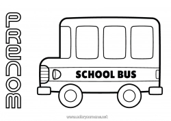 Dessin gratuit USA Canada Bus, car Coloriages faciles Transport en commun terrestres