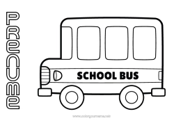 Desen liber de colorat Vehicule SUA Canada Autobuz, microbuz Desene de colorat ușoare Transport public terestru