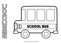 Kostenlose Zeichnung Fahrzeuge USA Kanada Bus, Auto Einfache Ausmalbilder Öffentlicher Nahverkehr