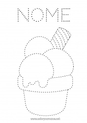 Desenho grátis Comida Atividades para Crianças Ligando os Pontos Guloseimas, doces Sorvete
