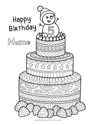 Colouring to customise Cake Snowman Birthday Mandala Fruit Complex Colouring Pages Happy Birthday Message Customisable Age Celebrated