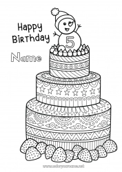 Free drawing Cake Snowman Birthday Mandala Fruits Complex coloring pages Happy Birthday (English) Message Customizable age