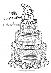 Dibujo libre Tarta Muñeco de nieve Cumpleaños Mandala Frutas Dibujos complejos para colorear Mensaje de feliz cumpleaños (inglés) Edad personalizable