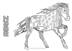 Free colouring Mandala Horse Animal Farm animals