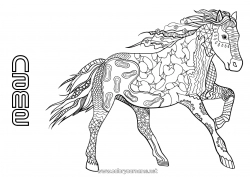 Free coloring Mandala Horse Animal Farm animals