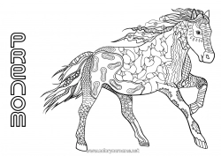 Coloriage gratuit Mandala Cheval Animal Animaux de la ferme