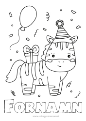 Gratis teckning Födelsedag Zebra Fest Djur Lätta målarbilder Afrikas vilda djur