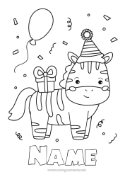 Free colouring Birthday Zebra Party Animal Easy colouring pages Wild animals of Africa