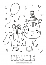 Free drawing Birthday Zebra Party Animal Easy coloring pages Wild animals of Africa