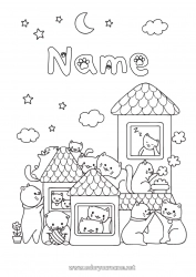 Free drawing Cat Kawaii Animal House Dog and cat