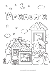 Pagină de colorat gratuită Pisică Drăguț Animal Casă Câini și pisici