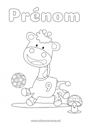 Coloriage gratuit Football Sport Girafe Animal Animaux sauvages d'Afrique Sports d'équipe