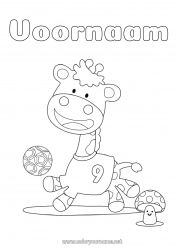 Gratis tekening Voetbal Sport Giraffe Dier Wilde dieren van Afrika Teamsporten