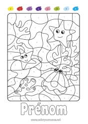 Coloriage à personnaliser Chiffre Mer Coloriages magiques Activités enfants Coquillages Animaux marins ou aquatique