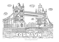 Gratis farvelægning Mandala Geografi London Det Forenede Kongerige Komplekse farvelægninger