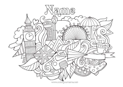 Free colouring Mandala United Kingdom Symbols