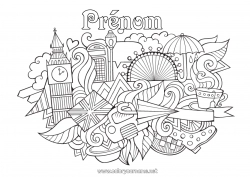 Coloriage gratuit Mandala Royaume-Uni Symboles