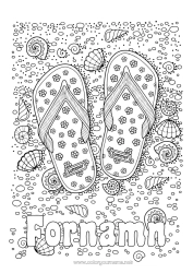 Gratis färgläggning Mandala Semester Sommar Strand Hav Snäckor Tunga Komplexa målarbilder Marina djur eller vattenlevande djur