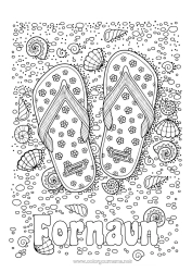 Fargeleggingssiden for barn Mandala Ferier Sommer Strand Hav Snegler Tunge Komplekse fargelegginger Marin eller akvatisk dyr