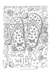 Gratis kleurplaat Mandala Vakantie Zomer Strand Zee Schelpen Slippers Complex Kleurplaten Zeedieren