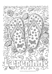 Fargeleggingssiden for barn Mandala Ferier Sommer Strand Hav Snegler Tunge Komplekse fargelegginger Marin eller akvatisk dyr