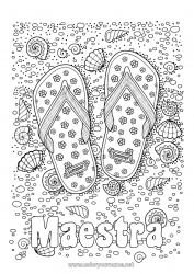 Niño página para colorear Mandala Vacaciones Verano Playa Mar Conchas marinas Chanclas Dibujos complejos para colorear Animales marinos o acuáticos