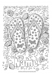 Free coloring Mandala Holidays Summer Beach Sea Sea Shell Flip flops Complex coloring pages Marine or aquatic animals