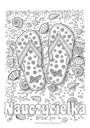 Kolorowanka dla dziecka Mandala Wakacje Lato Plaża Morze Muszle Szczypce Złożone kolorowanki Zwierzęta morskie lub wodne