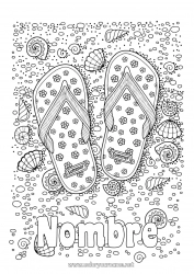 Colorear gratis Mandala Vacaciones Verano Playa Mar Conchas marinas Chanclas Dibujos complejos para colorear Animales marinos o acuáticos