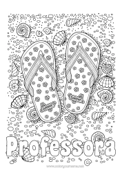 Desenho grátis Mandala Férias Verão Praia Mar Conchas Chinelo Colorações Complexas Animais marinhos ou aquáticos