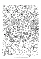 Child coloring page Mandala Holidays Summer Beach Sea Sea Shell Flip flops Complex coloring pages Marine or aquatic animals