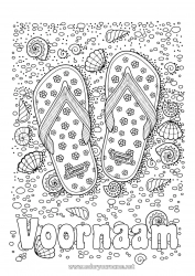 Gratis tekening Mandala Vakantie Zomer Strand Zee Schelpen Slippers Complex Kleurplaten Zeedieren