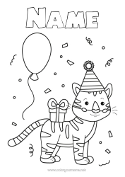Colouring to customise Birthday Tiger Animal Easy Colouring Pages Wild Animals Of Africa