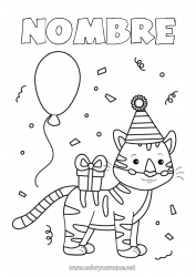 Colorear gratis Cumpleaños Tiger Animales Dibujos fáciles para colorear Animales salvajes de África