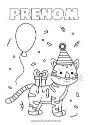 Coloriage gratuit Anniversaire Tigre Animal Coloriages faciles Animaux sauvages d'Afrique