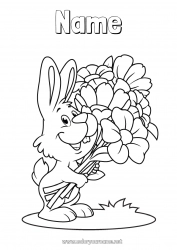 Free coloring Flowers Spring Bunny Animal Forest animals