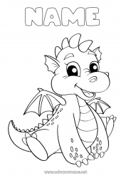 Free coloring Cute Dragon Animal Dragons, unicorns and fantastic animals