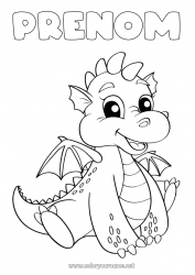 Dessin gratuit Mignon Dragon Animal Dragons, licornes et animaux fantastiques