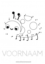 Gratis kleurplaat Activiteiten voor Kinderen Dier Van punt naar punt Lieveheersbeestje Insecten Verbind de Getallen