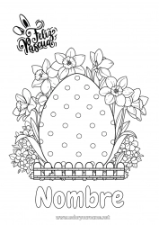 Colorear gratis Huevos de Pascua Narcisos Mensaje de 