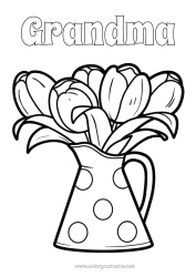 Free coloring Flowers Tulip Easy coloring pages