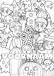 Gratis tekening Vampier Kerkhof Spook Monster Pompoen Skelet Heks Halloween Spookhuis Oog