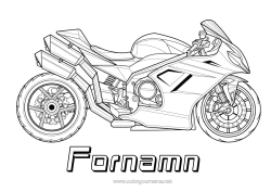 Färgläggningssida att anpassa Fordon Motorcykel Tvåhjuliga fordon