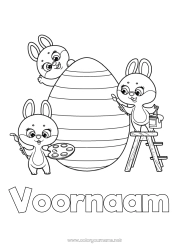 Gratis tekening Kunst Konijn Dier Pasen Bosdieren Beschilderde paaseieren
