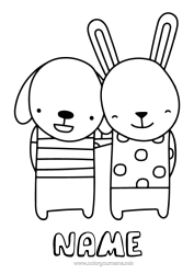 Free colouring Dog Rabbit Animal Friend, Friend (female) Dogs and cats Forest animals
