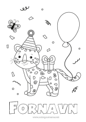Gratis tegning Bursdag Jaguar Ballonger Dyr Mellomliggende fargelegginger Afrikanske villdyr