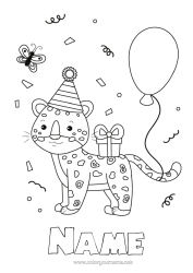 Free colouring Birthday Jaguar Balloons Animal Intermediate colouring sheets Wild animals of Africa